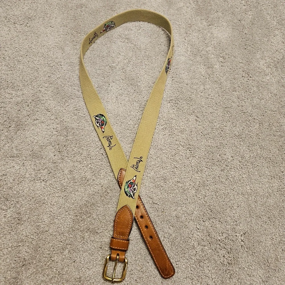 VTG Al Agnew Embroidered Canvas Belt – Wood Duck Design – Size 44 – Made in‎ USA